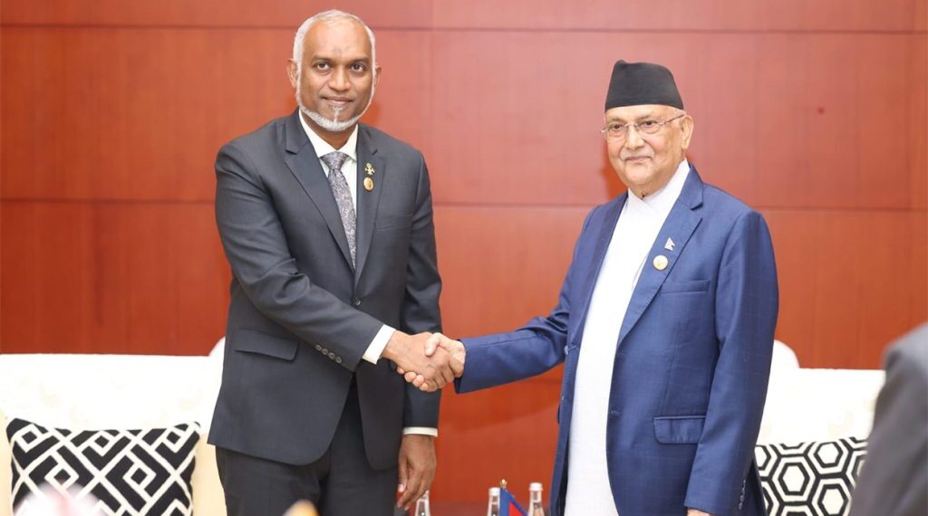 प्रधानमन्त्री ओली र माल्दिभ्सका राष्ट्रपति मिज्जुबीच भेटवार्ता